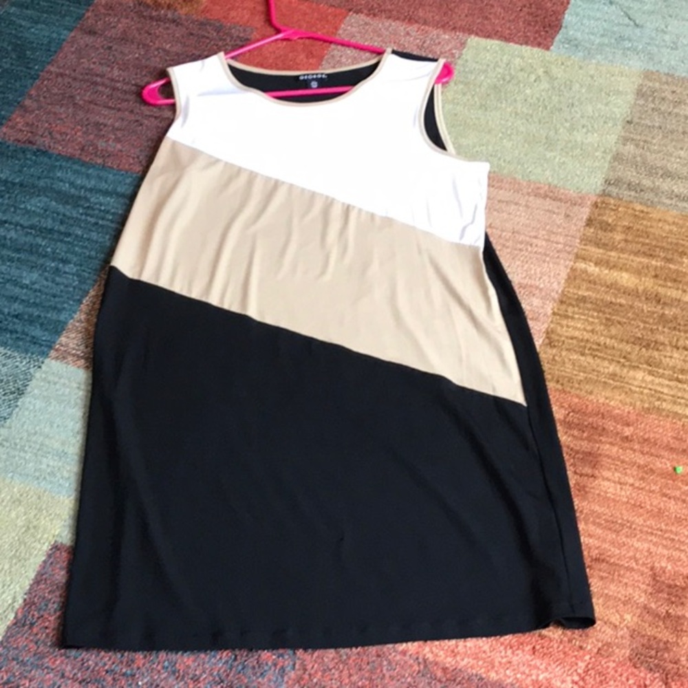 Black tan and white dress